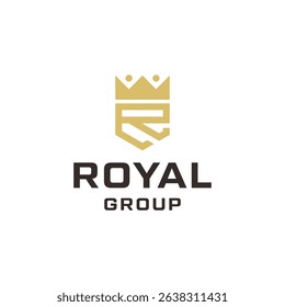 Letter R crown jewelry golden logo vector illustration