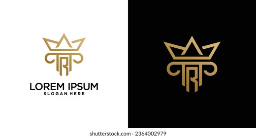 Letter r and crown logo design for law firm logo with creative idea