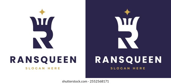 Letter R with Crown Logo Design Concept. Initial R with Monarch Symbol Elegant Monogram with Royal Symbol for Luxury and Premium Branding. R Alphabet Logo Vector Illustration