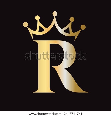 Letter R Crown Logo for Queen Sign, Beauty, Fashion, Star, Elegant, Luxury Symbol	