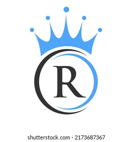 Letter R Crown Logo Template. Royal Crown Logotype Luxury Sign  for Beauty, Fashion, Star, Elegant Symbol