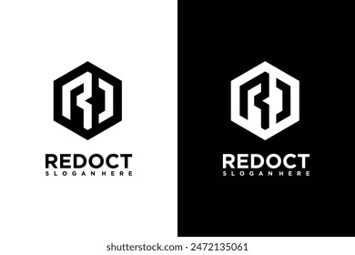Letter r cube Geometric box logo design template