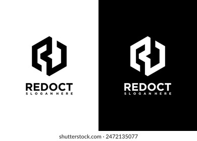 Letter r cube Geometric box logo design template