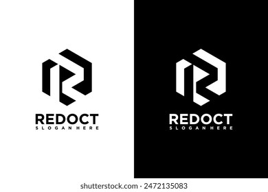 Letter r cube Geometric box logo design template