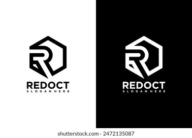 Letter r cube Geometric box logo design template