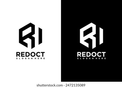 Letter r cube Geometric box logo design template