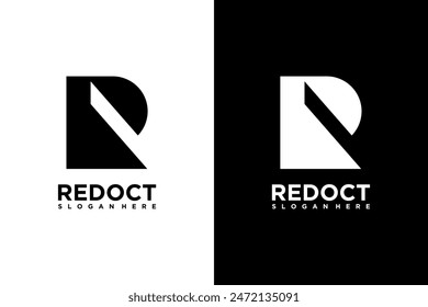 Letter r cube Geometric box logo design template