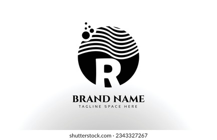 Letter R curve shape logo design templates