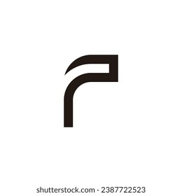 Letter r curve two lines geometric symbol simple logo vector