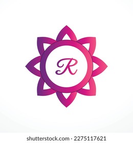 letter r cut vector logo design template tech bitcoin