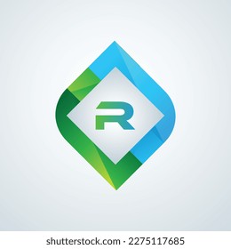 letter r cut vector logo design template tech bitcoin