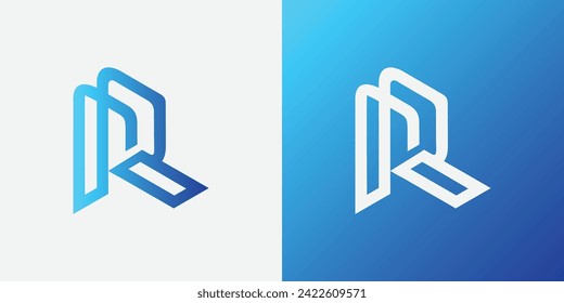 Letter R cyber play blue logo