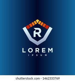 Letter R Cyber, Security and power technology Logo Design Vector Template