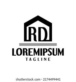 letter R and D inside a house. good for real estate company or any business related to housing.