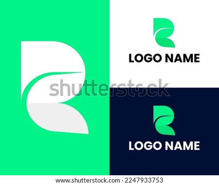 Letter r and letter d monogram logo with 3d concept in gradient green color