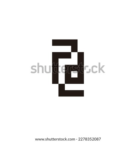 Letter r and d, number 2, square geometric symbol simple logo vector