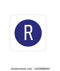 letter r with a dark blue background