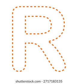 Letra R tracejada linha contorno vetor versão ilustração oranye