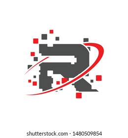 Letter R data tech logo concept. creative Letter R data logo design template elements