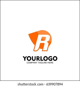 Letter R with Delivery service logo, Fast Speed, Moving and Quick, Digital and Technology for your Corporate identity, fresh orange brand concept 