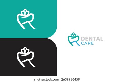 letter r dental logo, dentistry icon, dental clinic logo,  flower dental, teeth, tooth, dentist logo 