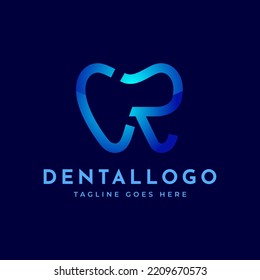 Letra R vector de logotipo dental