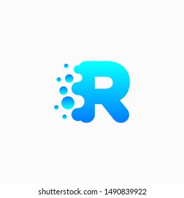 Letter R Design with dot shape. molecule and Lab Logo Design Element. perfect for technology,software, network and science brand. - vector