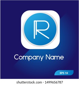Letter R Design Element Logo Modern shape with an abstract blue background