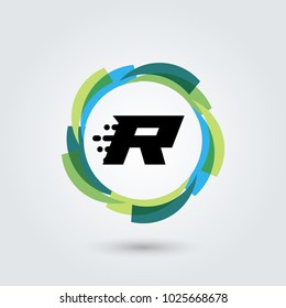 Letter R Design element. Vector circle illustration. Business logo.