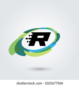 Letter R Design element. Vector oval illustration. Business logo.