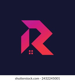 Letter R design element vector icon idea with creative house concept