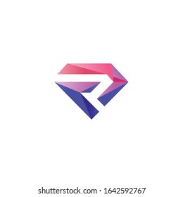 Letter R with diamond, Letter R G diamond, technology logo design vector template