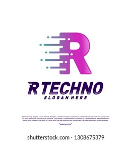 Letter R Digital logo design concept Vector. Initial R Technology logo template.