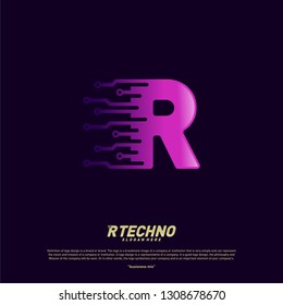 Letter R Digital logo design concept Vector. Initial R Technology logo template.