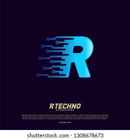 Letter R Digital logo design concept Vector. Initial R Technology logo template.