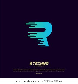 Letter R Digital logo design concept Vector. Initial R Technology logo template.