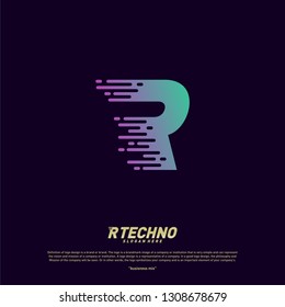 Letter R Digital logo design concept Vector. Initial R Technology logo template.
