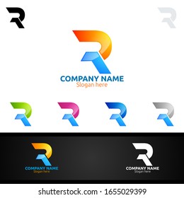 Letra R para logotipo de vectores digitales, marketing, finanzas, icono de diseño de inversión de consejero
