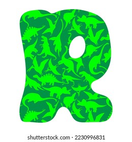 letter R from dinosaurs, vector illustration