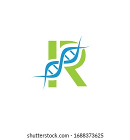 Buchstabe R und DNA, Logo-Design der Generation