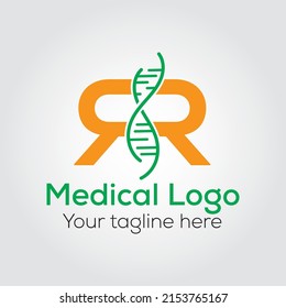 Letter R DNA Logo, Medical logo design Template