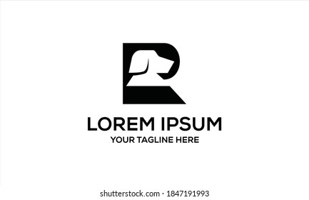 Buchstabe R mit Vorlage für das Design von Vektorgrafiken-Logo des Hundes