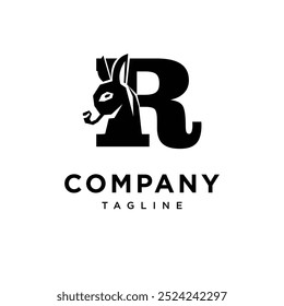 Letra R Donkey Logo Ícone vetor