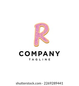 Letter R Donut cake icon logo template
