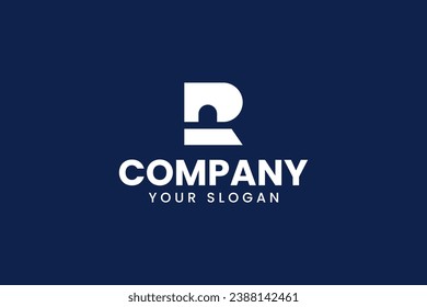 letter R with door home shape modern logo design for property estate construction company business