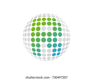 Letter R Dot 3D Sphere Icon Logo Design Element
