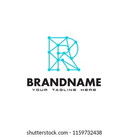 Letter R dot network connection logo Design Template