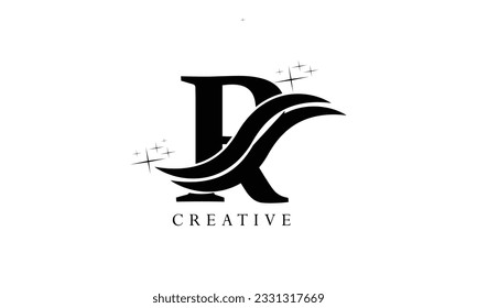Letter R double cut shape logo icon design template elements