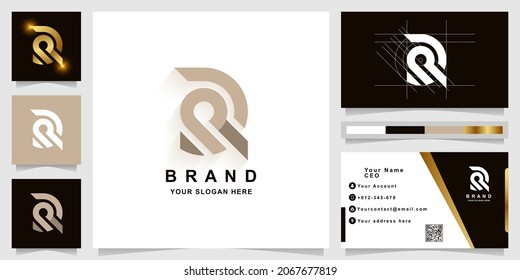 Letter R or DR monogram logo template with business card design