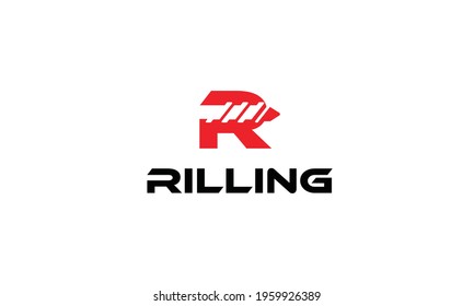 Letter R With Drill logo vector icon illustration